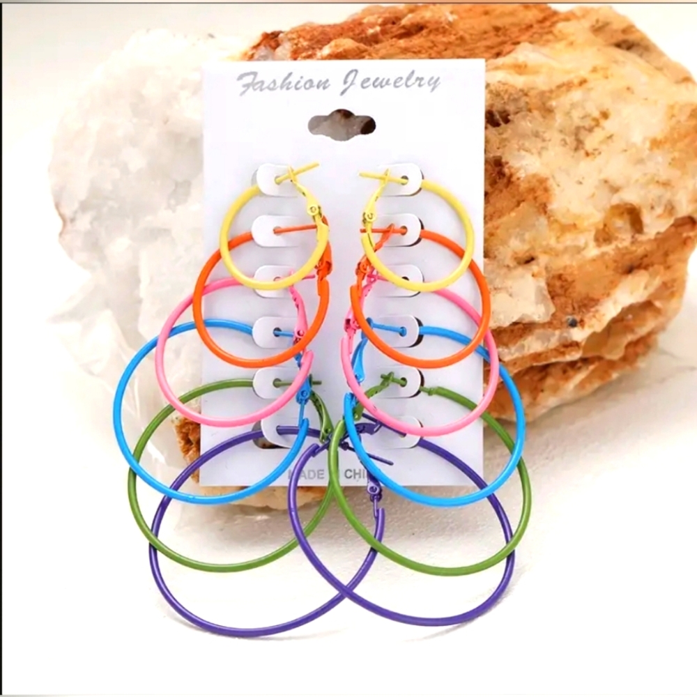 Multicolor Hoop Earrings (Set of 6)